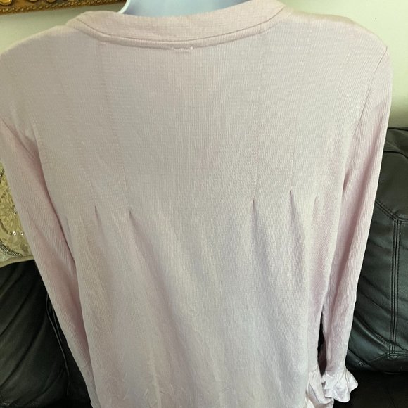 FREE PEOPLE - Long Sleeve Ruffle Button Up Shirt (Lavender) - Picture 4 of 5